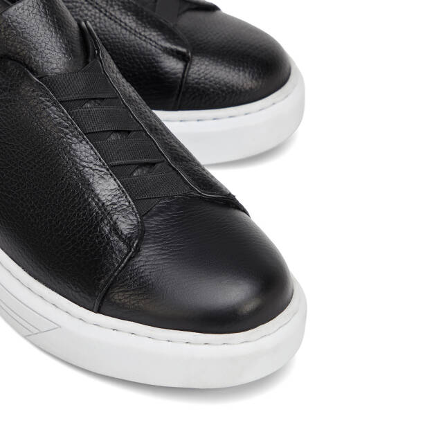 Siyah Hakiki Deri Erkek Sneaker - E4MEAY057786-A41 - 3