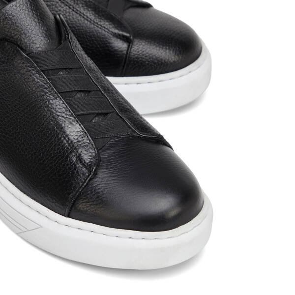 Siyah Hakiki Deri Erkek Sneaker - E4MEAY057786-A41 - 3