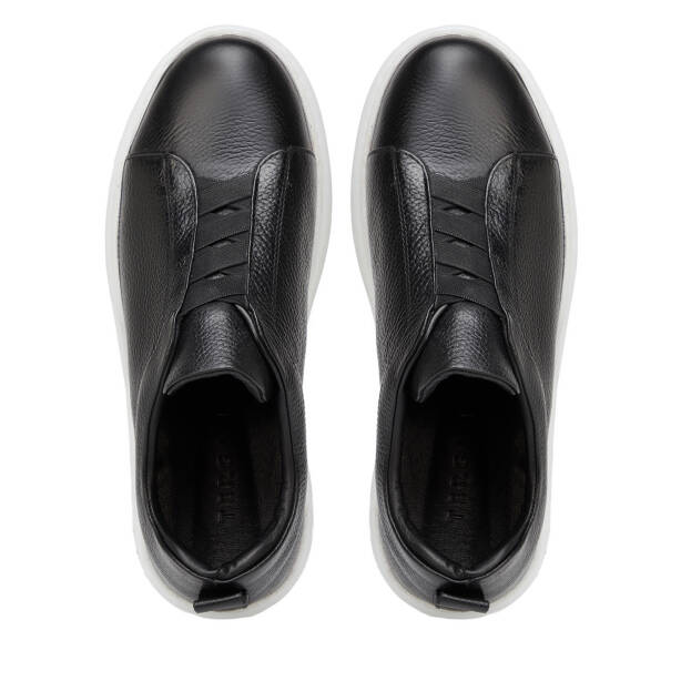 Siyah Hakiki Deri Erkek Sneaker - E4MEAY057786-A41 - 5