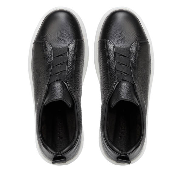 Siyah Hakiki Deri Erkek Sneaker - E4MEAY057786-A41 - 5