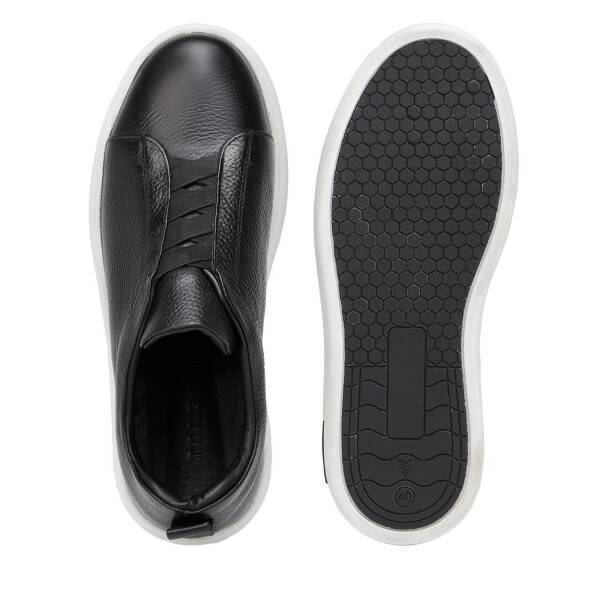 Siyah Hakiki Deri Erkek Sneaker - E4MEAY057786-A41 - 6