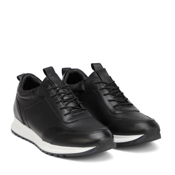 Siyah Hakiki Deri Erkek Sneaker - E4MEAY057787-A23 - 2