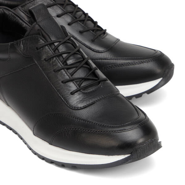 Siyah Hakiki Deri Erkek Sneaker - E4MEAY057787-A23 - 3