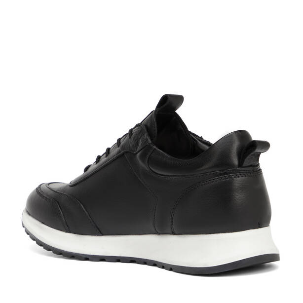 Siyah Hakiki Deri Erkek Sneaker - E4MEAY057787-A23 - Tergan Four Season