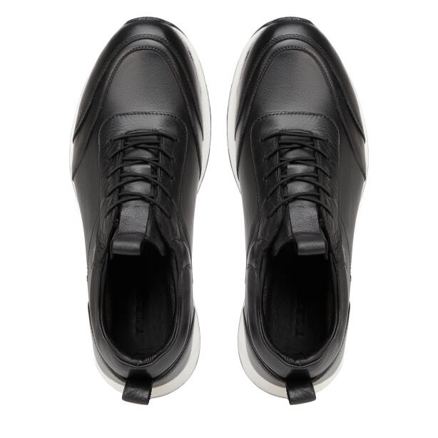 Siyah Hakiki Deri Erkek Sneaker - E4MEAY057787-A23 - Tergan Four Season