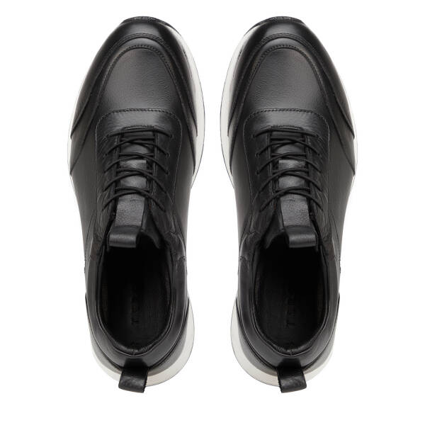 Siyah Hakiki Deri Erkek Sneaker - E4MEAY057787-A23 - 5