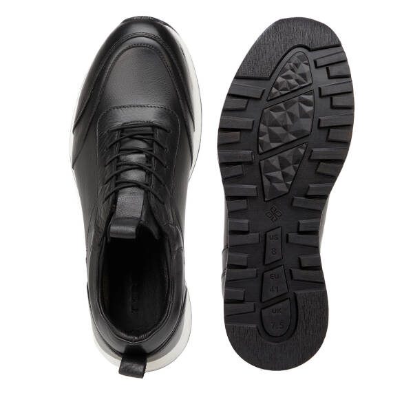 Siyah Hakiki Deri Erkek Sneaker - E4MEAY057787-A23 - 6