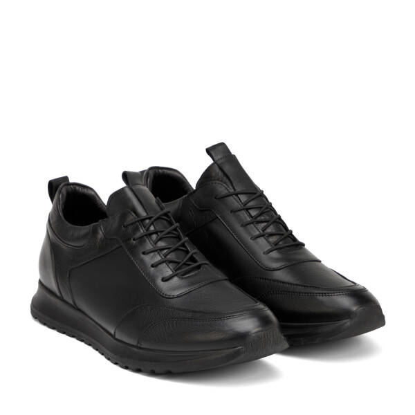 Siyah Hakiki Deri Erkek Sneaker - E4MEAY057787-L6O - 2