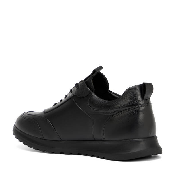 Siyah Hakiki Deri Erkek Sneaker - E4MEAY057787-L6O - Tergan Four Season