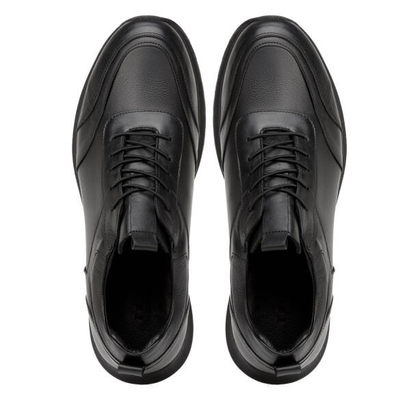 Siyah Hakiki Deri Erkek Sneaker - E4MEAY057787-L6O - Tergan Four Season