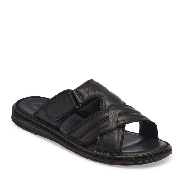 Siyah Hakiki Deri Erkek Terlik - E26Y1TR57602-A23 - 2