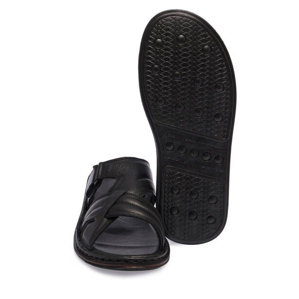 Siyah Hakiki Deri Erkek Terlik - E26Y1TR57602-A23 - 4