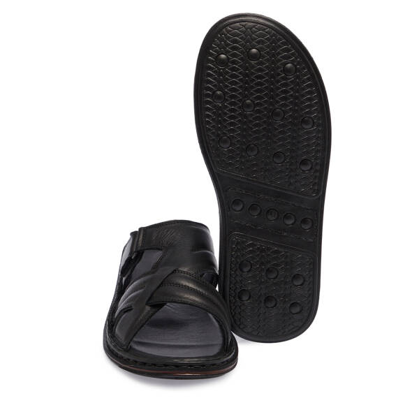 Siyah Hakiki Deri Erkek Terlik - E26Y1TR57602-A23 - 4