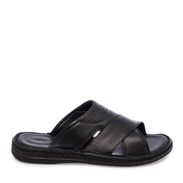 Siyah Hakiki Deri Erkek Terlik - E26Y1TR57604-A23 