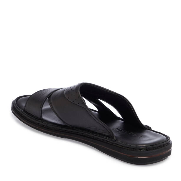 Siyah Hakiki Deri Erkek Terlik - E26Y1TR57604-A23 - 3