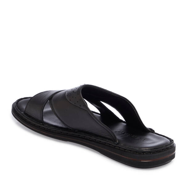 Siyah Hakiki Deri Erkek Terlik - E26Y1TR57604-A23 - 3