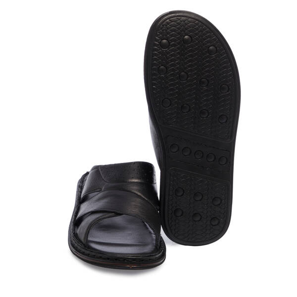 Siyah Hakiki Deri Erkek Terlik - E26Y1TR57604-A23 - 4