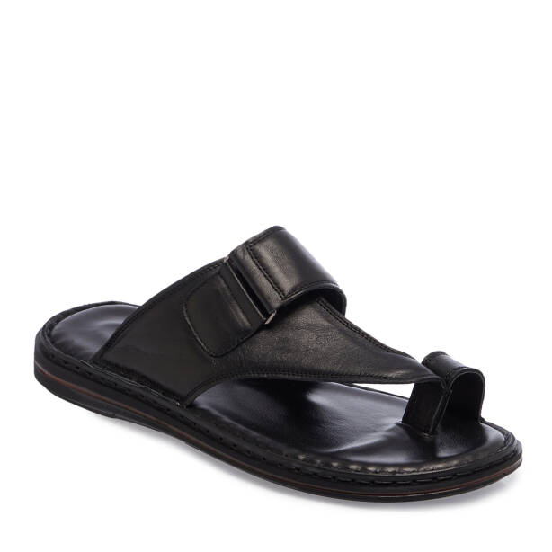 Siyah Hakiki Deri Erkek Terlik - E26Y1TR57606-A23 - 2