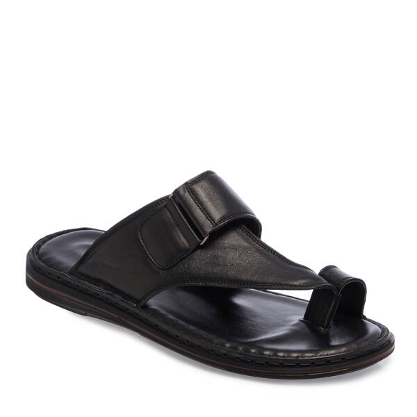 Siyah Hakiki Deri Erkek Terlik - E26Y1TR57606-A23 - 2