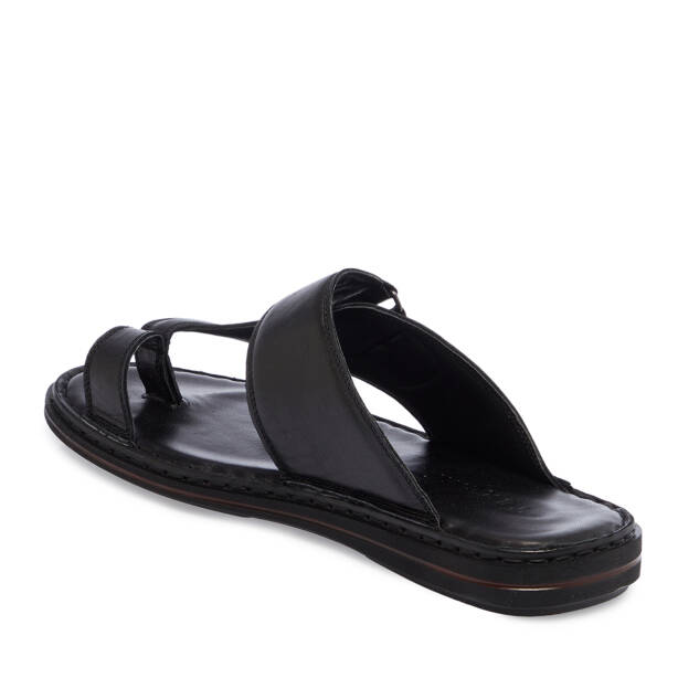 Siyah Hakiki Deri Erkek Terlik - E26Y1TR57606-A23 - 3