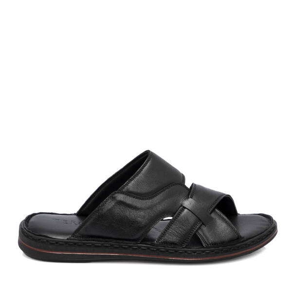 Siyah Hakiki Deri Erkek Terlik - E26Y1TR57607-A23 - 1