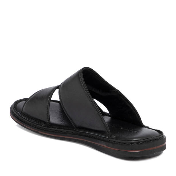 Siyah Hakiki Deri Erkek Terlik - E26Y1TR57607-A23 - 3