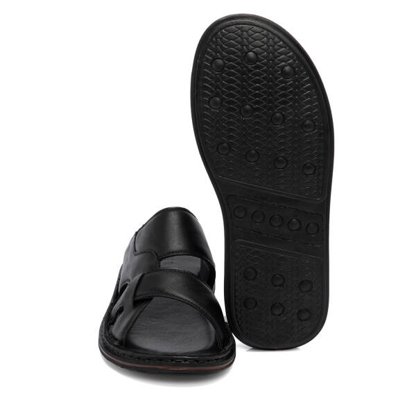 Siyah Hakiki Deri Erkek Terlik - E26Y1TR57607-A23 - 4