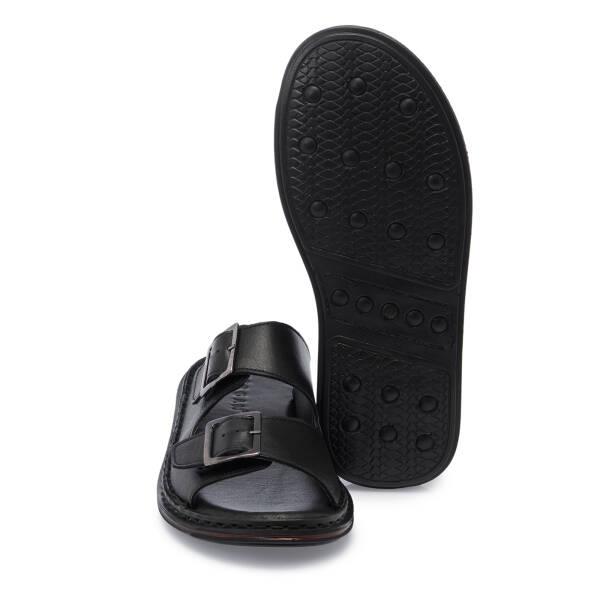 Siyah Hakiki Deri Erkek Terlik - E26Y1TR57609-A23 - 4