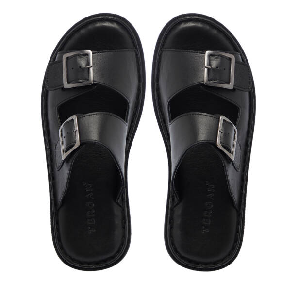 Siyah Hakiki Deri Erkek Terlik - E26Y1TR57609-A23 - 5