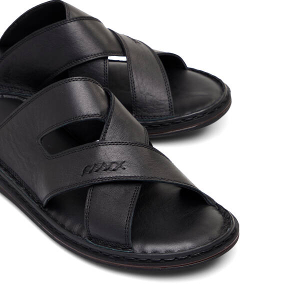 Siyah Hakiki Deri Erkek Terlik - E26Y1TR57610-A23 - 3