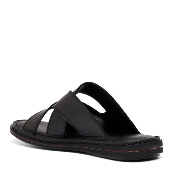 Siyah Hakiki Deri Erkek Terlik - E26Y1TR57610-A23 - Tergan