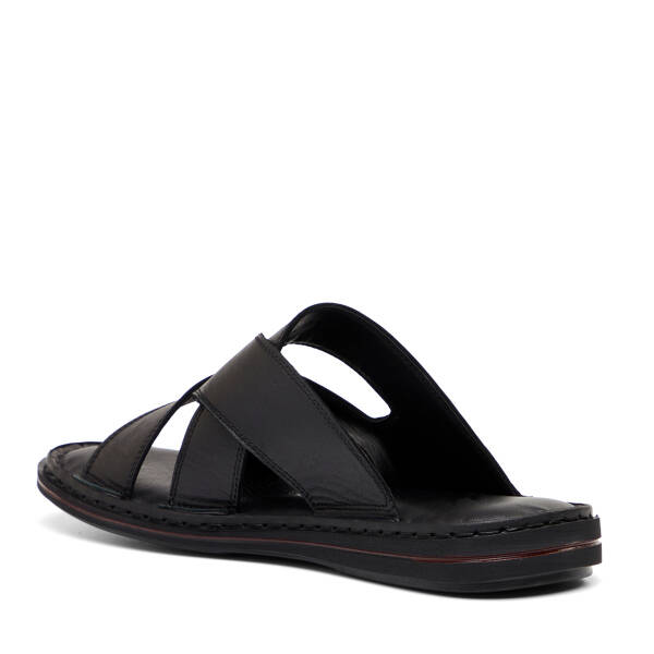 Siyah Hakiki Deri Erkek Terlik - E26Y1TR57610-A23 - 4