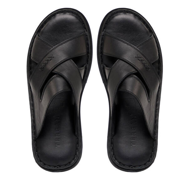 Siyah Hakiki Deri Erkek Terlik - E26Y1TR57610-A23 - 5