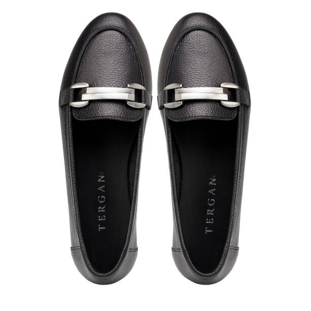 Siyah Hakiki Deri Kadın Babet - K25S1BB68616-A23 - Tergan