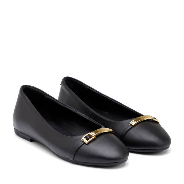 Siyah Hakiki Deri Kadın Babet - K26I1BB68481-A23 - 2