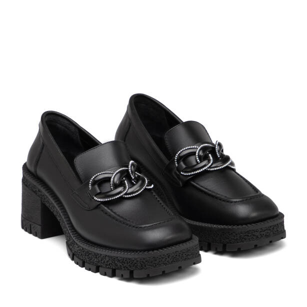 Siyah Hakiki Deri Kadın Casual Ayakkabı - K25I1AY67875-A23 - Tergan