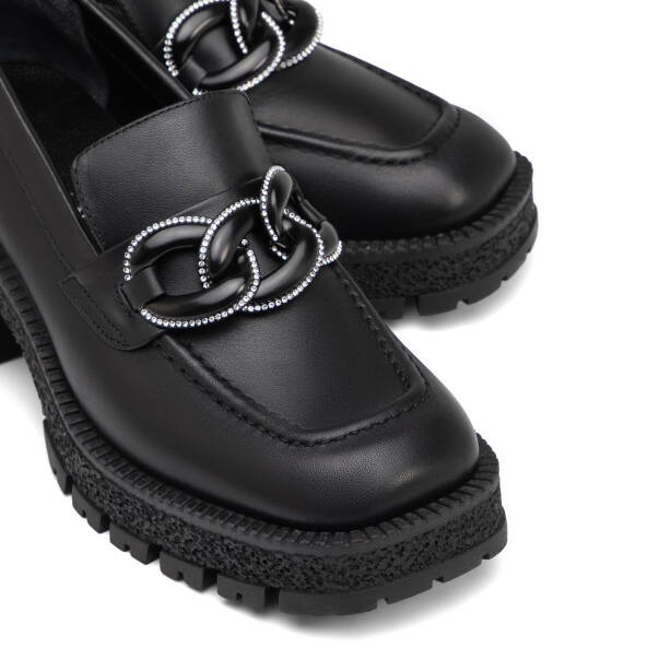 Siyah Hakiki Deri Kadın Casual Ayakkabı - K25I1AY67875-A23 - Tergan