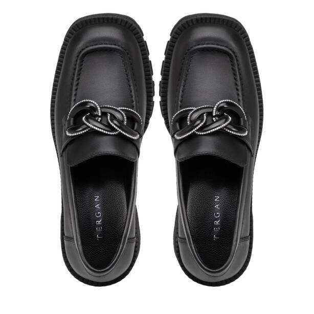 Siyah Hakiki Deri Kadın Casual Ayakkabı - K25I1AY67875-A23 - Tergan