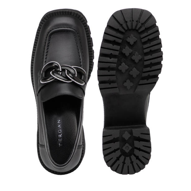 Siyah Hakiki Deri Kadın Casual Ayakkabı - K25I1AY67875-A23 - Tergan