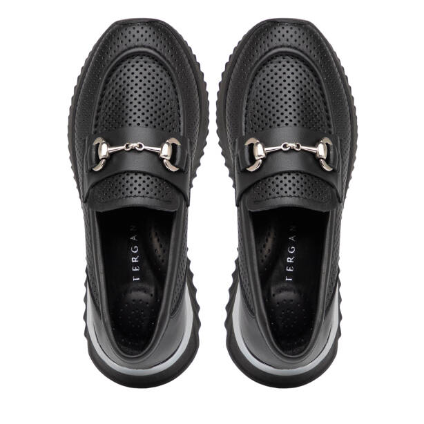 Siyah Hakiki Deri Kadın Casual Ayakkabı - K25I1AY67969-A23 - Tergan