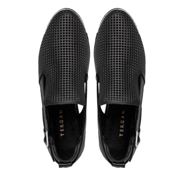 Siyah Hakiki Deri Kadın Casual Ayakkabı - K26I1AY68476-A23 - Tergan