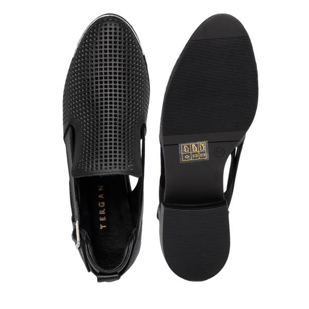 Siyah Hakiki Deri Kadın Casual Ayakkabı - K26I1AY68476-A23 - Tergan