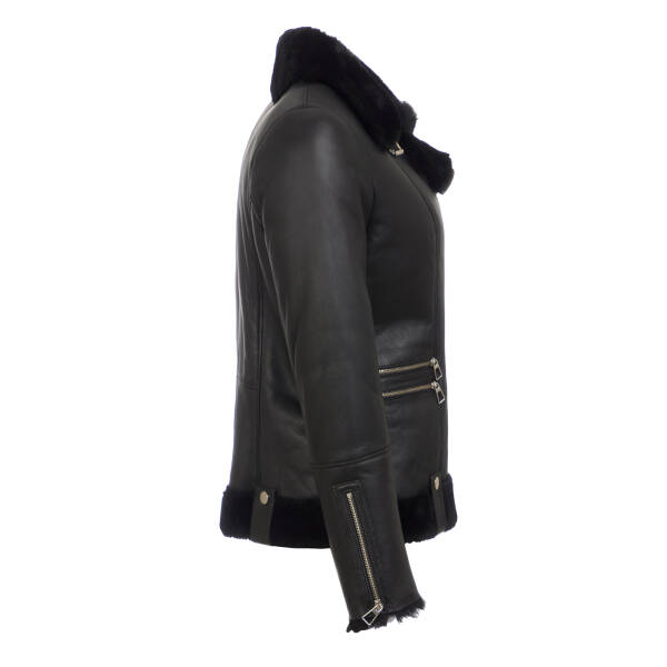 Siyah Hakiki Deri Kadın Deri Mont - K24KKM320467-C59 - 3