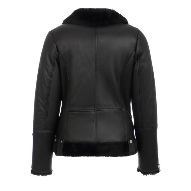 Siyah Hakiki Deri Kadın Deri Mont - K24KKM320467-C59 - Tergan Four Season