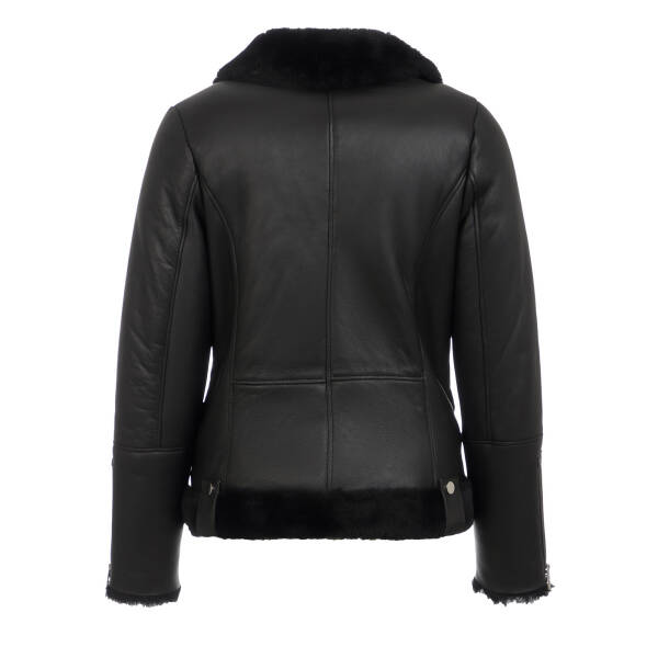 Siyah Hakiki Deri Kadın Deri Mont - K24KKM320467-C59 - 4