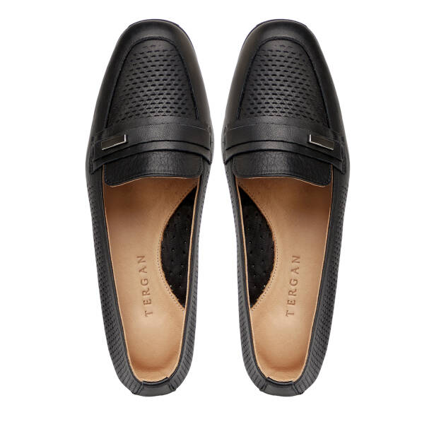 Siyah Hakiki Deri Kadın Dolgu Topuklu Ayakkabı - K25I1AY67972-A23 - 5