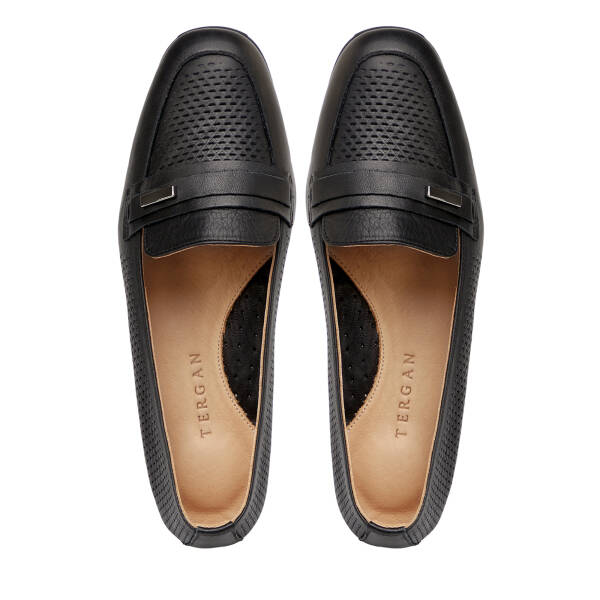 Siyah Hakiki Deri Kadın Dolgu Topuklu Ayakkabı - K25I1AY67972-A23 - 5