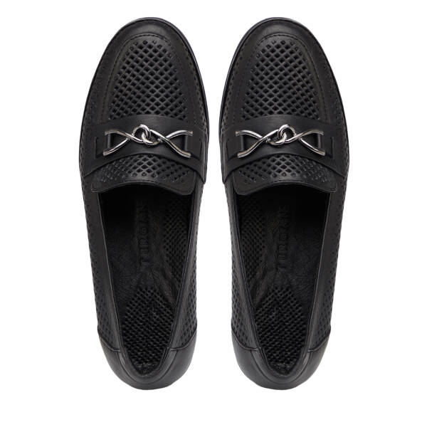 Siyah Hakiki Deri Kadın Dolgu Topuklu Ayakkabı - K26I1AY68598-A23 - 5