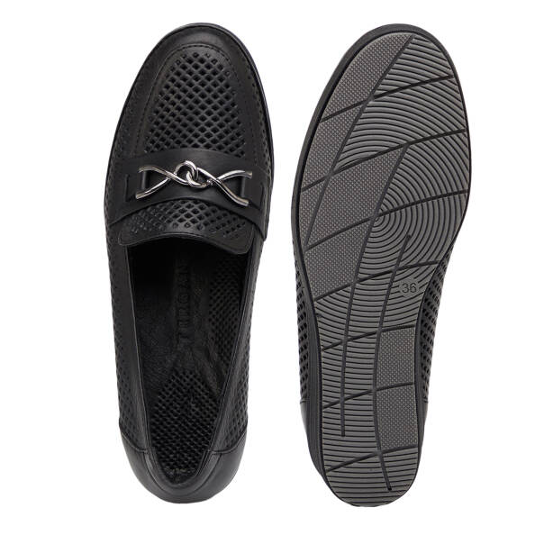 Siyah Hakiki Deri Kadın Dolgu Topuklu Ayakkabı - K26I1AY68598-A23 - 6