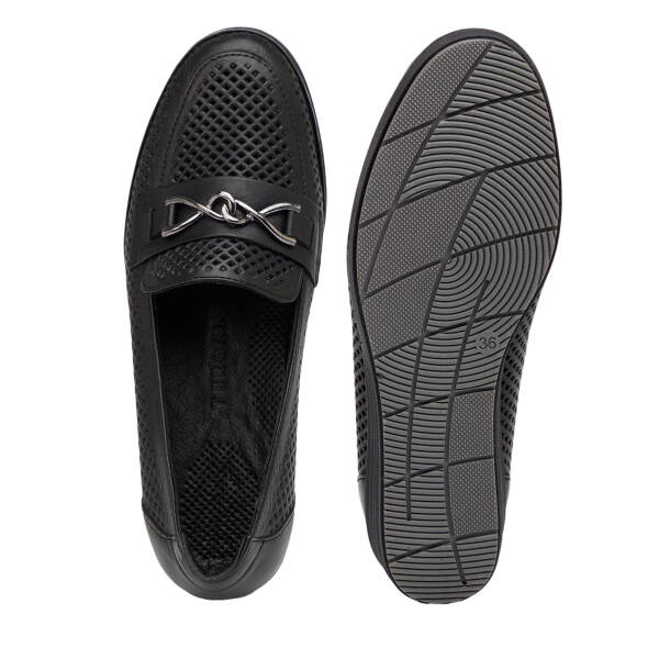 Siyah Hakiki Deri Kadın Dolgu Topuklu Ayakkabı - K26I1AY68598-A23 - 6